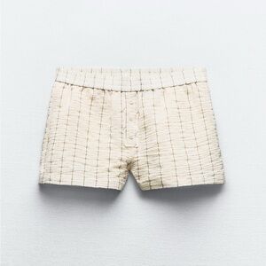 Zara Wrinkle Effect Striped Shorts